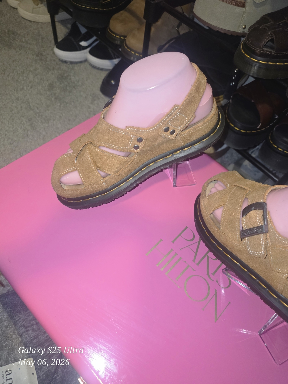 Vintage Dr. Martens Tan Suede Buckle Clog Sandals - Picture 4 of 10